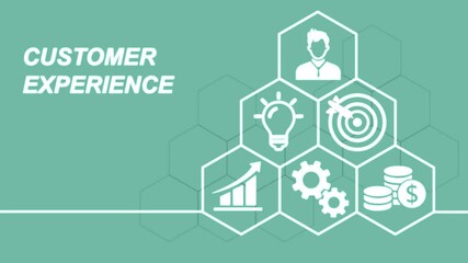 Internet, business, Technology and network concept. CUSTOMER EXPERIENCE inscription, social networking concept. Virtual button.