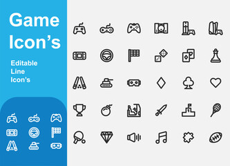An Illustration Of GAME ICON'S With Comfort Bg, Or Icons That Can Be Editable.