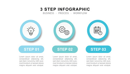 Modern business 3 step process infographic timeline.