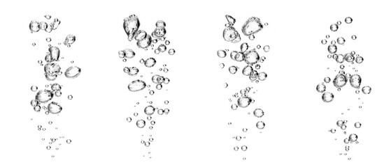 Soap bubbles, liquid bubbles, white background, isolated abstract, oxygen design concept, underwater, water drops, small underwater, soda effect, transparent