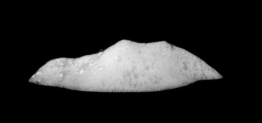 liquid white foam from soap or shampoo or shower gel Abstract soap bubbles. Set foam, soap bubble isolated on black, with clipping path texture and background.	
