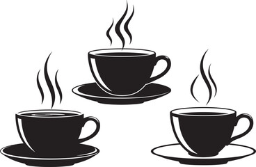 Steaming coffee mug silhouette vector illustration