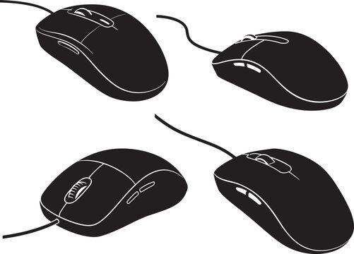 Computer mouse shape silhouette vector illustration