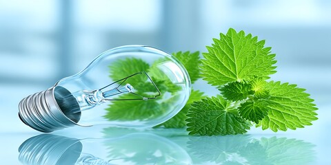 Lightbulb with leaves inside