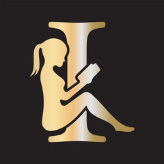 Man Book Logo combine with letter I vector template