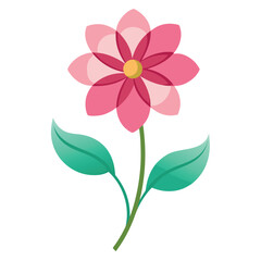 Fototapeta premium Flowers leaves flat design on white background isolated