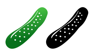 Cucumber icon in natural gradient and black colors, silhouette design, for cooking graphics and illustrations