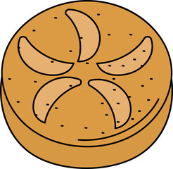 Kaiser roll Watercolor Style Illustration