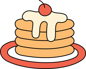 Pancake Watercolor Style Illustration