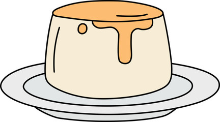 Pudding Vanilla Watercolor Style Illustration