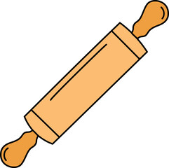 Rolling Pin Watercolor Style Illustration