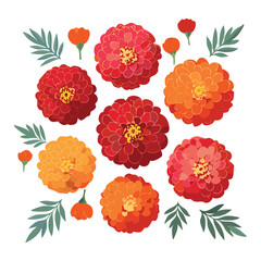 Bright Red and Orange Flower Elements