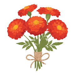 Warm Red and Orange Flower Bouquet Artwork