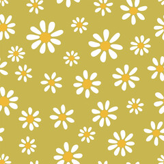 Seamless pattern with daisy. Floral vector illustration. It can be used for wallpapers, cards, patterns for clothes and other. 