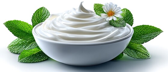 Creamy Yogurt in a Bowl with Mint