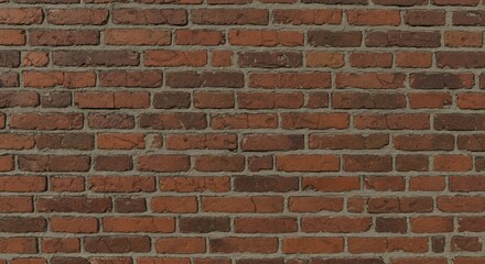 Fototapeta premium A fullframe detailed shot of an old weathered brick wall made of reddishbrown bricks with cracks and rough grey mortar joints