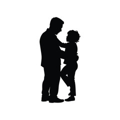 A tender moment captured in silhouette, father lovingly embraces his child