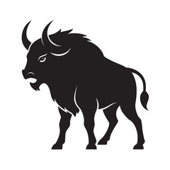 Buffalo Roaring With Head Raised Silhouette