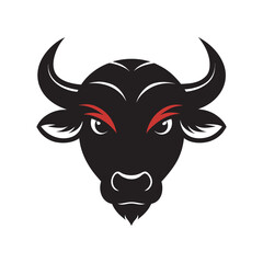 Buffalo Head Facing Forward With Horns Silhouette