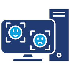 Emotion Recognition Flat Blue Icon