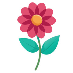 Flowers leaves  flat design on white background isolated