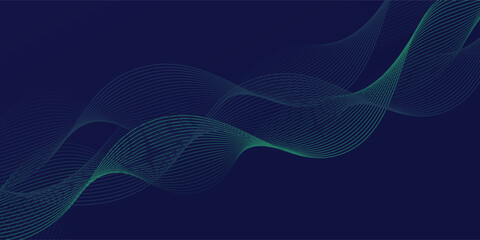 Abstract glowing wave lines on green background. Dynamic wave pattern. Modern flowing wavy lines. Futuristic concept