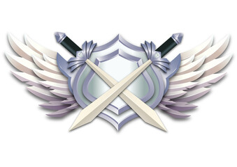 Golden Winged Emblem with Luxury Heraldic Badge png