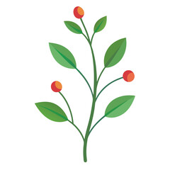 Flowers leaves  flat design on white background isolated