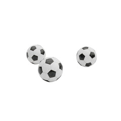 Three soccer balls isolated on transparent background