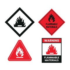 Obraz premium Printable Flammable Labels and Emergency Warning Icons