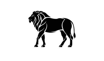 lion silhouette, flat vector illustration, lion vector art, black lion