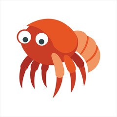 Marine Hermit Crab Isolated Line Art Vector