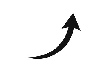 Minimalist Curved Black Arrow on White Background