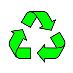 Obraz premium green recycling symbol black outline recycle icon transparent background