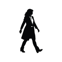 Silhouette of a Professional Woman Walking with a Business Casual Attire
