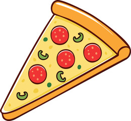 A delicious slice of pepperoni pizza with green peppers, ready to be enjoyed.