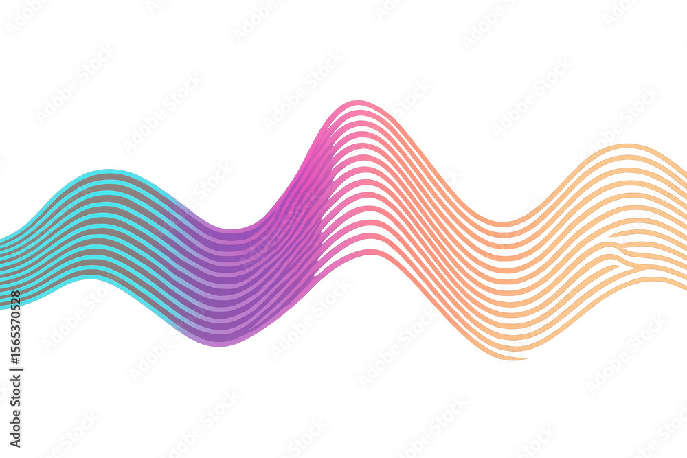 Poster Vibrant gradient lines creating a wave pattern, perfect for modern and abstract designs with transparent background
