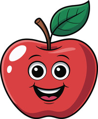 Smiling Red Apple Cartoon Clipart

