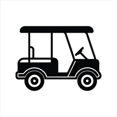 Silhouette of Three Row Golf Car Vector Art