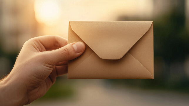The Gentle Delivery: A hand tenderly presents a pristine, sealed envelope, radiating an aura of anticipation and a message of promise.