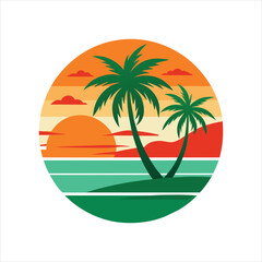  Summer Holiday Beach Scene Vector Design