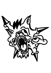 Monstrous creature screaming with spikes and multiple eyes, depicting rage