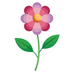 Flowers leaves  flat design on white background isolated