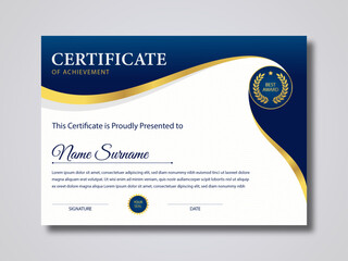 Certificate design template, luxury modern certificate of achievement design