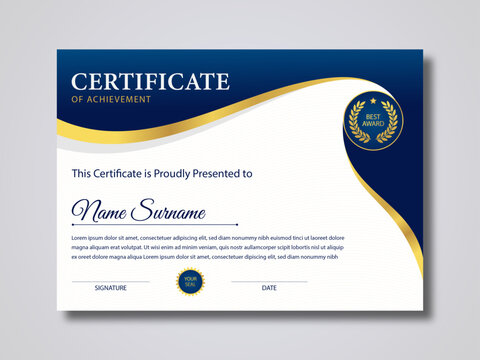 Certificate design template, luxury modern certificate of achievement design