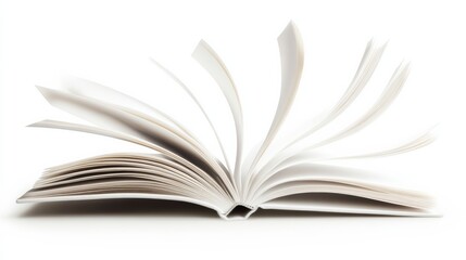 Fototapeta premium Realistic detailed open textbook illustration on a plain white background.