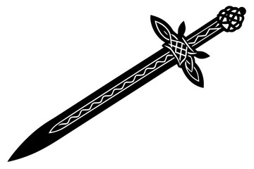 Celtic Sword Silhouette &ndash; Medieval Weapon Clipart for Fantasy Designs