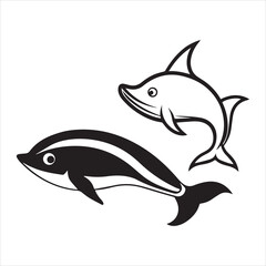 Obraz premium blue whale silhouette vector illustration