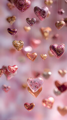 Ethereal Dance of Valentine's Day Hearts: A Whimsical Display of Love, Romance, and Warmth in Soft Hues and Intricate Patterns, Enchanting Essence of Affection and Passion