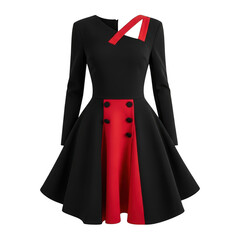 Elegant black and red dress isolated on transparent background